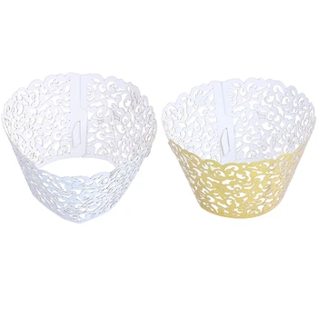 

100 Pcs Vine Cupcake Holders Filigree Vine Designed Decor Wrapper Wraps Cupcake Muffin Paper Holders - 50 Pcs Bright Silver & 50