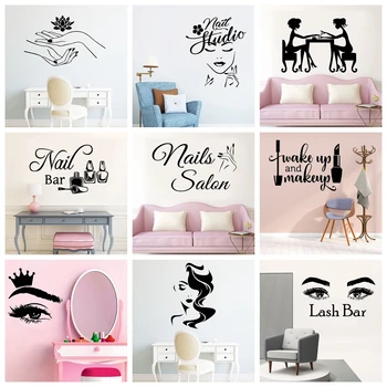 Billig Schöne Wand Abziehbilder Nagel Salon Aufkleber Für Schönheit Salon Wand Aufkleber Auf Der Wand Tapete Aufkleber Mädchen Zimmer Dekor Muursticker