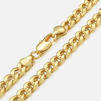 

9mm Wide Curb Cuban Necklace Link Chain For Mens Chain Hammered Round Curb Cuban Gold Filled 26inch Ship from USA Warehouse GN57