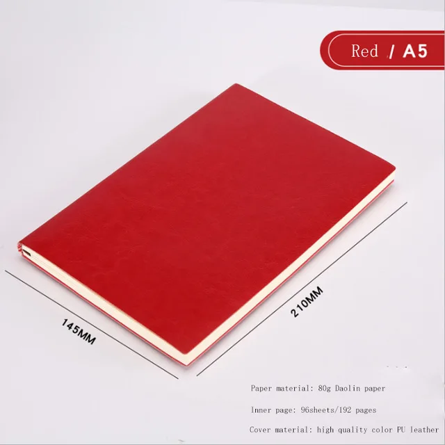 A5, A6, B5, три размера, 4 стиля, 5 цветов, большой деловой ежедневник, кожаный мягкий блокнот, увеличивающий рост, толстый блокнот - Цвет: A5 Red