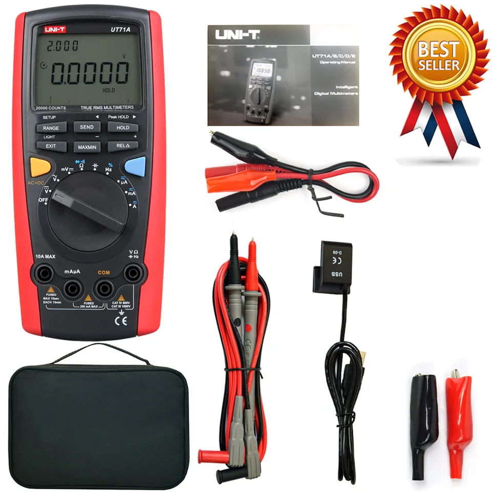 

UNI-T UT71A Intelligent Digital Multimeters Ture RMS AC DC Current Voltage USB Resistance Tester Ammeter Multimeter