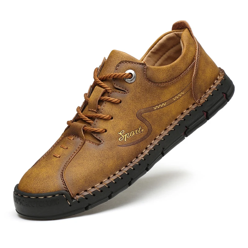 New 2020 Men Shoes Split Leather Casual Shoes Handmade Lace-up Men Loafers Comfort Walking Shoes Men Flats Moccasins Shoes