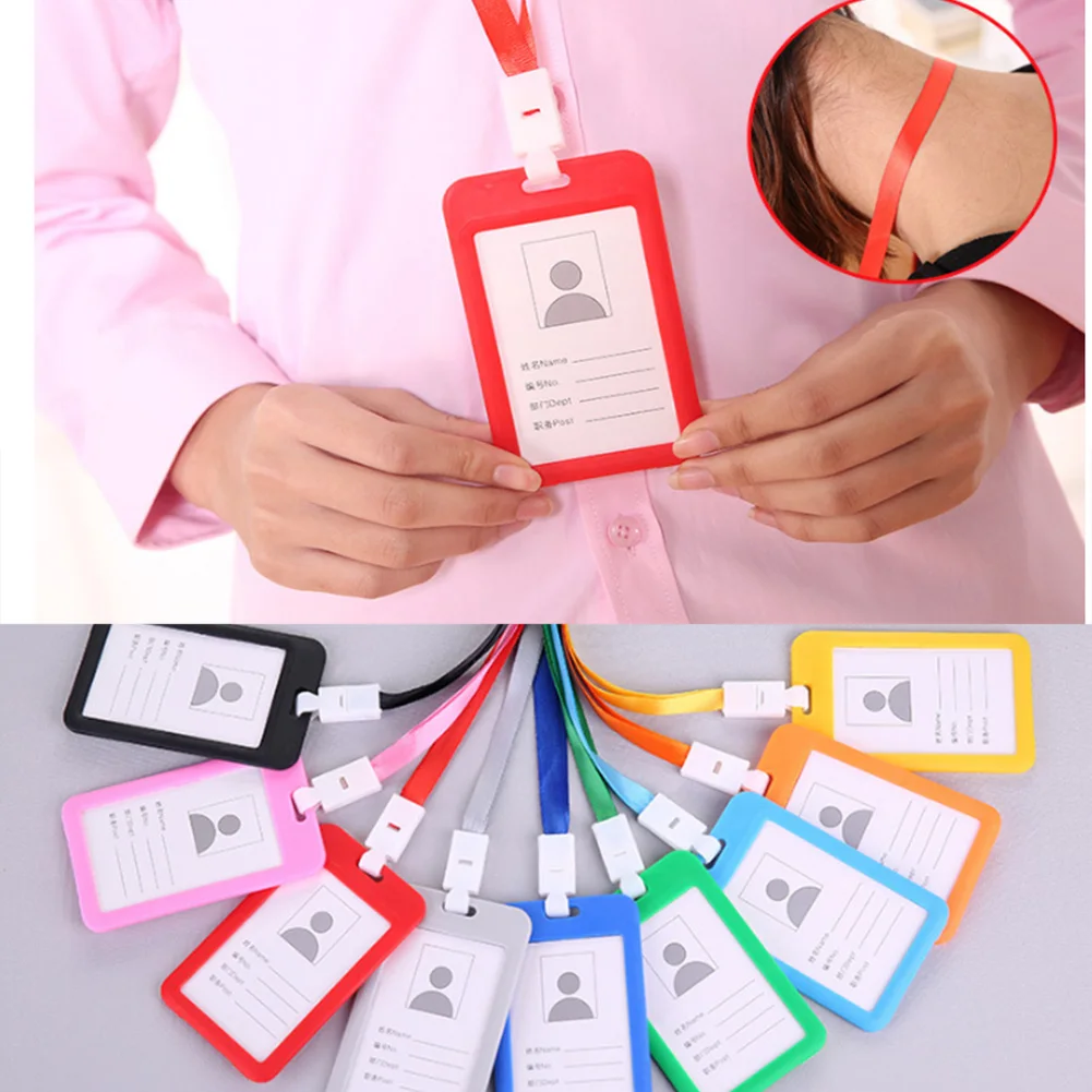 1Pcs Work Card Holders With Rope Aluminium Alloy Card Holder Employee Name ID Card Cover Metal Work Certificate Identity Badge