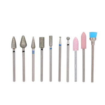 

10Pcs Portable Nail Drill Nail Epidermis Cleaning Tool Set Rotary Polishing File Grinding Bit Tool Set