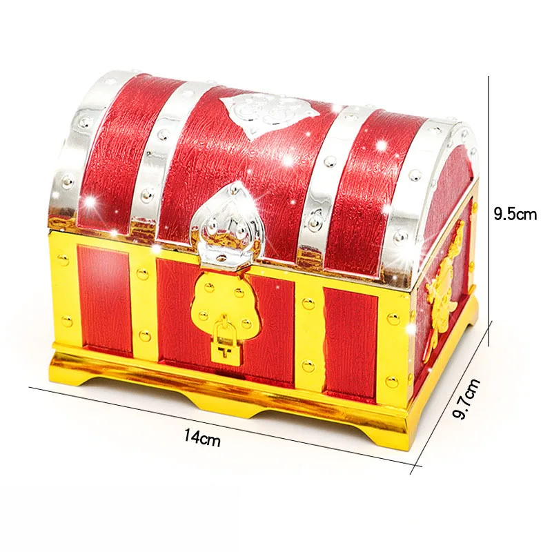 Пиратская шкатулка для детского сокровища, коробка с гальваническим покрытием, Позолоченная серебряная пластиковая большая коробка с сокровищами, игрушки