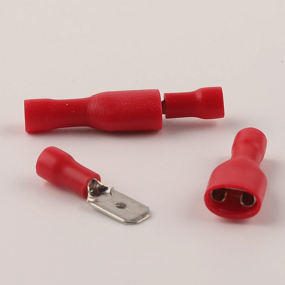 Wire Connectors 6.3mm Female Male PVC Insulated Crimp Terminal Spade Blue Yellow Red