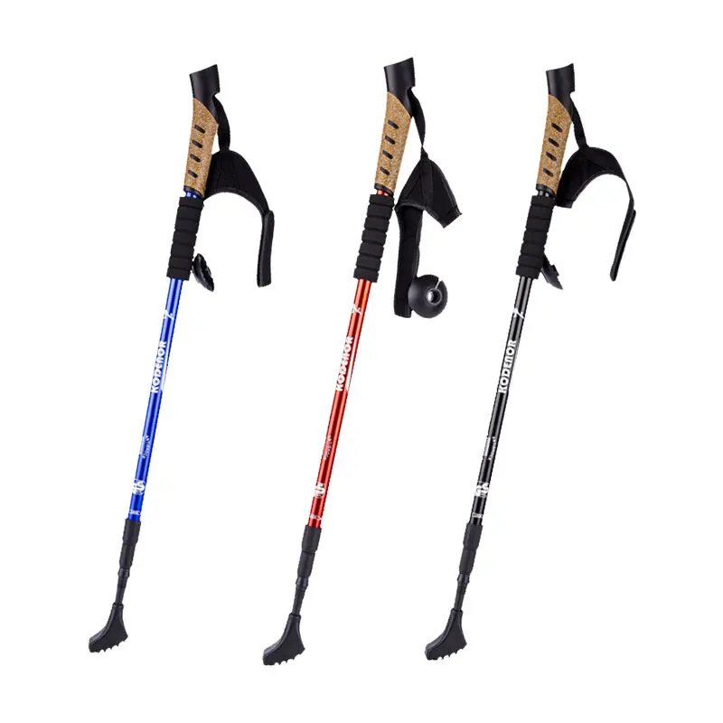 Anti-Shock Cushioning Hiking Poles 8 Rubber Buffer Telescopic and Adjustable Trekking Poles up to 135 cm Natural Cork Handle Extremely Robust & Lightweight Nordic Walking Poles Bag