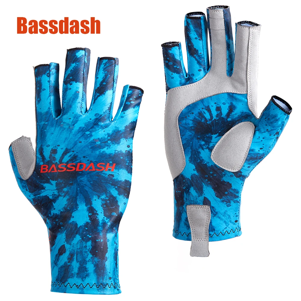 Bassdash Fishing Fingerless Gloves ALTIMATE UPF 50 UVProof Men Lightweight  Gloves Quick Dry Gripping Palm for Hiking Cycling