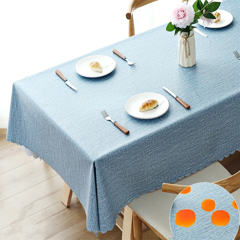 

PVC Solid Color Durable Waterproof Tablecloths Table Cloth Dining Kitchen Desk Background Cloth Home Decor