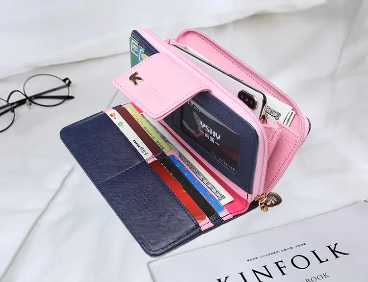 Big Capacity Women Purses Long Zipper Coin Purse Holder Wallets Ladies Clutch Change Purse Female Fly Bird Print Money 823
