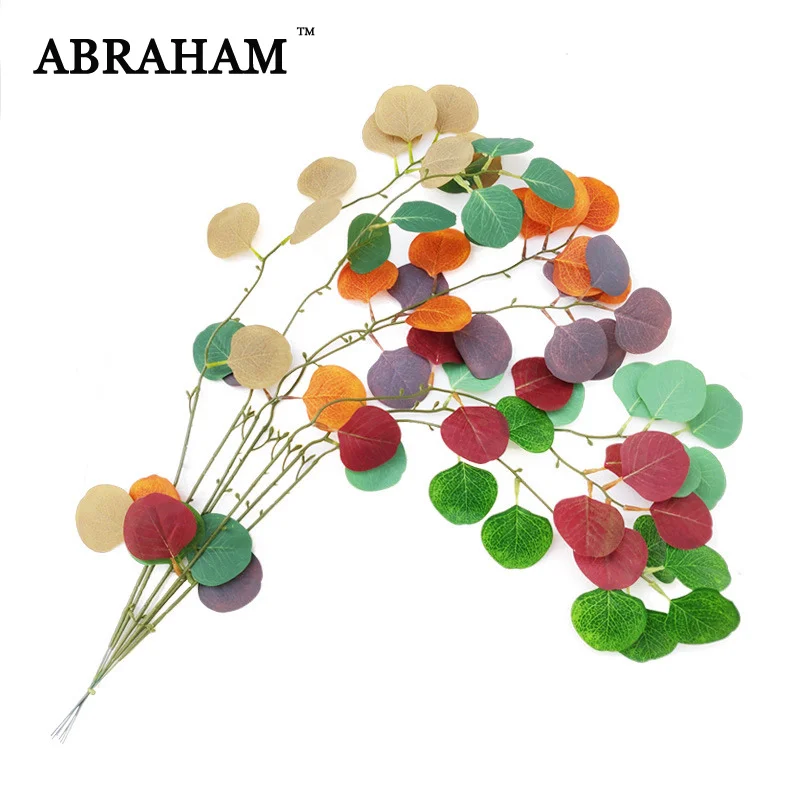 

58cm 5pcs Silk Leaves Rattan Artificial Vine Hanging Plants Fake Eucalyptus Leafs Green Ivy False Tree Foliage For Wedding Decor
