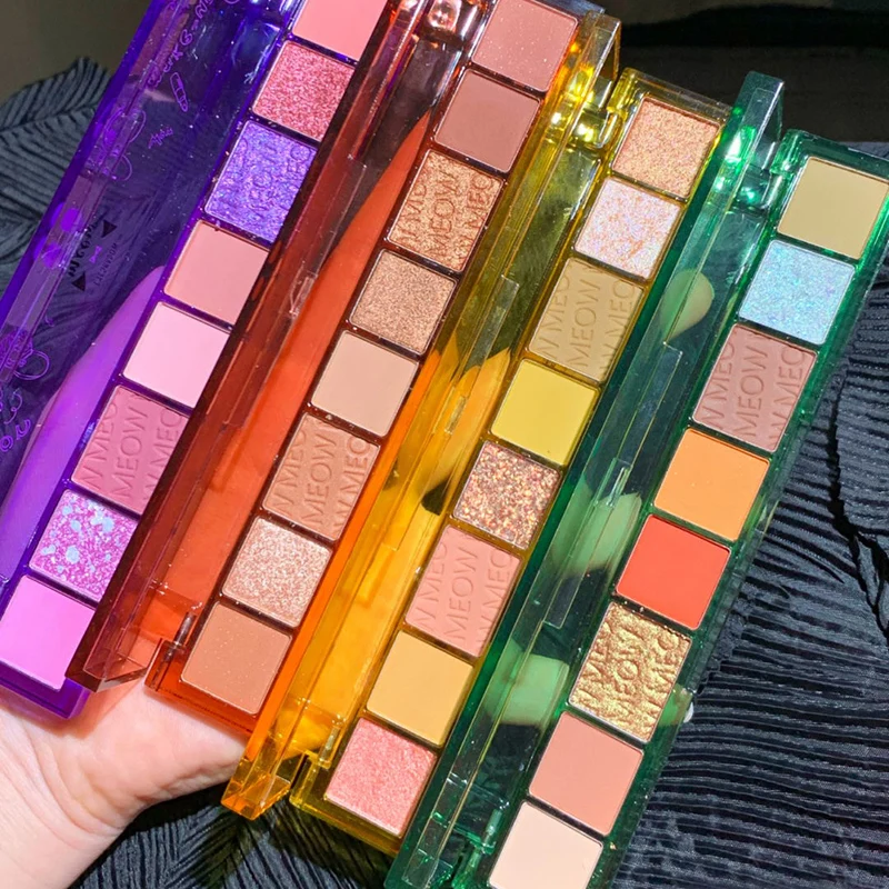

Colorful Neon Green Purple Eyeshadow Palette Shimmer Matte Glitter EyeShadow Pallete Matellic Diamond Pigmented Makeup Palette