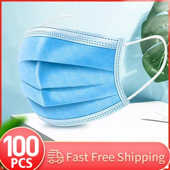 

50Pcs/100pcs Mask Disposable Nonwove 3 Layer Ply Filter Mask mouth Face mask filter safe Breathable dustproof Protective masks