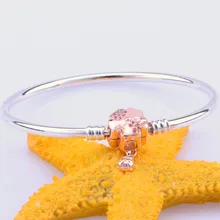 Оригинальная Роза, цветок луга, Цветочная застежка, гладкий браслет, подходит для женщин, бусины из стерлингового серебра 925, очаровательный браслет, сделай сам, европейская бижутерия