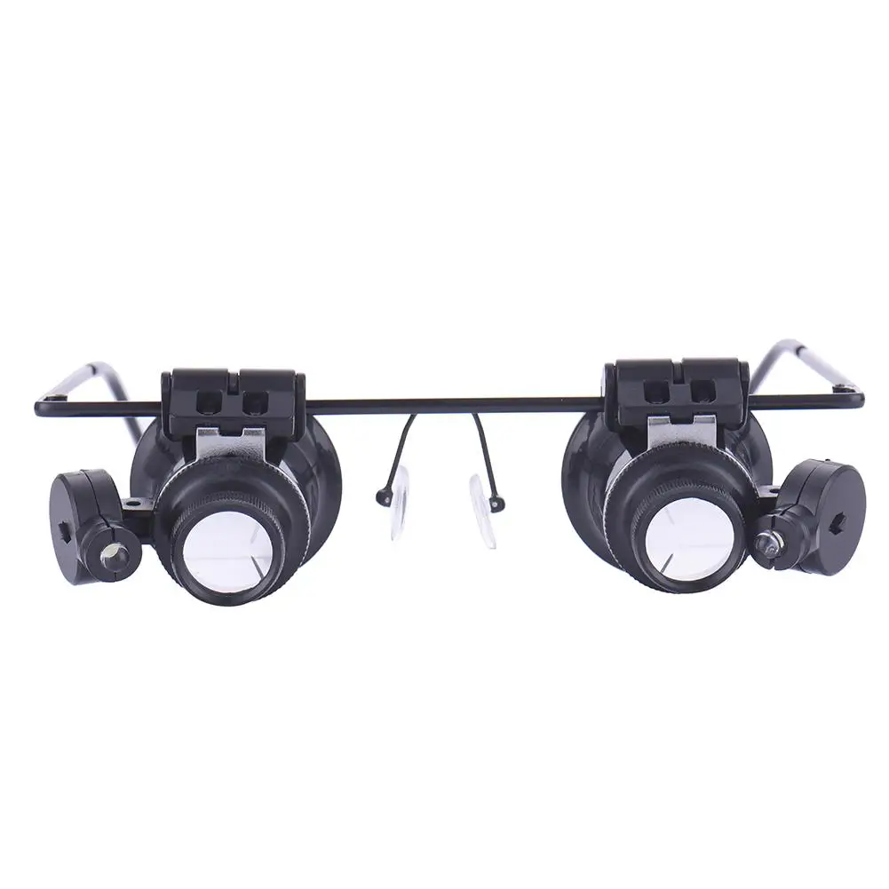 

20X Headband Glasses Magnifier With LED Light For Watchmaker Jewelry Optical Lens Magnifying Glasses Double Eyes Glass Loupe