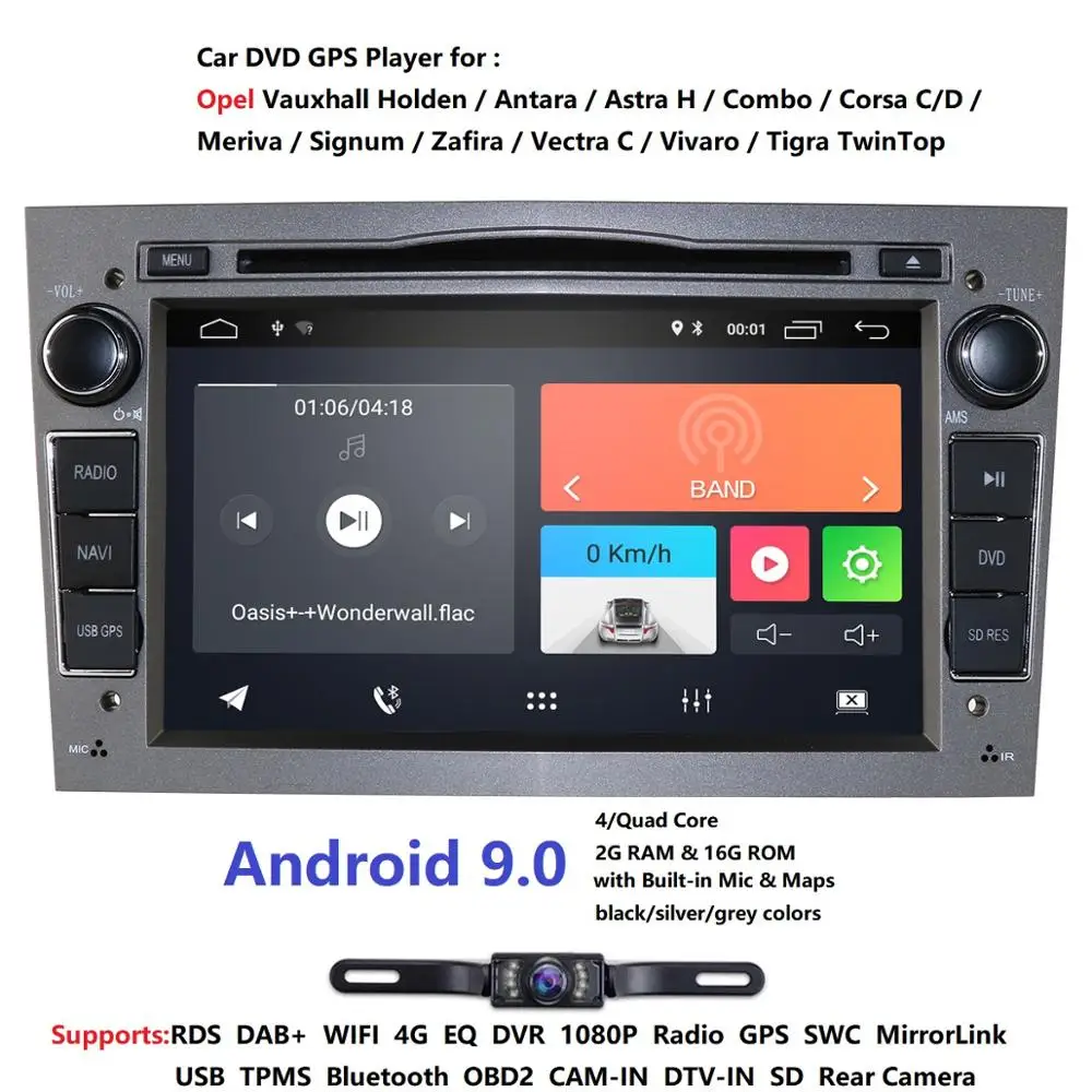 2 грамма HD1024 * 600 2DIN четырехъядерный Android 9 0 автомобильный DVD плеер GPS радио для Opel
