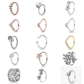 

KAKANY 100% Sterling Silver Dazzling Daisy Ring Rose Gold Princess Westborn Ring Original Fashion Women Gift Holiday Jewellery