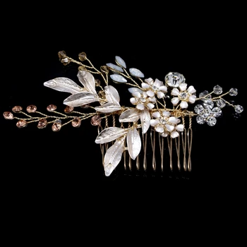 

Bride Headwear Bridesmaid Rhinestone Comb Flower Jewelry Tiara Wedding Accessory