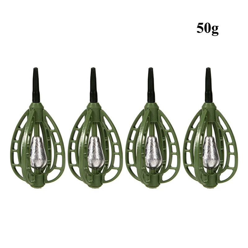 

4PCS Fishing Feeder Rocket Cone Shape Bait Cage Lead Sinker Lure Holder Terminal Tackle Accessory