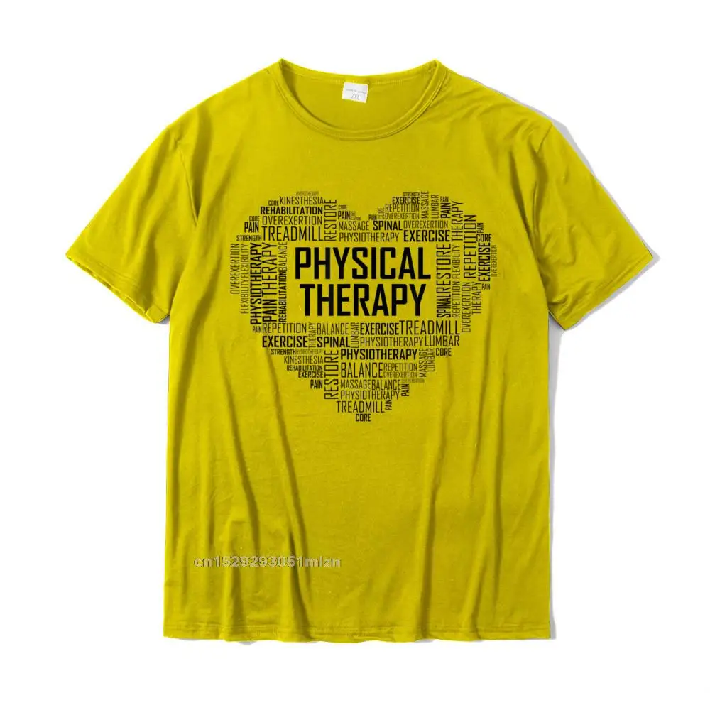 Customized Tops & Tees Newest O-Neck Normal Short Sleeve 100% Cotton Fabric Men T Shirts Custom Tops Shirt Free Shipping PT Physical Therapy T Shirt Gift Heart Therapist Month__3297 yellow