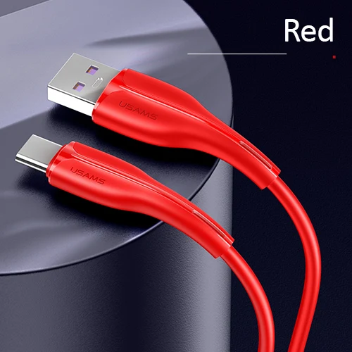 USAMS 5A type-C кабель для быстрой зарядки USB C кабель для передачи данных typ-c зарядный провод для huawei mate 30 pro p20 lite OPPO reno 2 зарядные устройства - Цвет: Красный