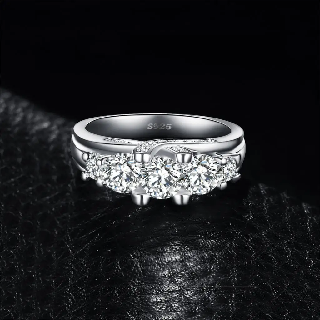 JewelryPalace Винтаж 3 камня 2.8ct кубического циркония свадебные Обручение кольцо стерлингового серебра 925