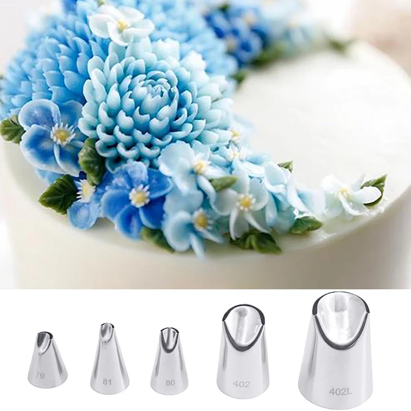 Cake Decorating Tip Set Baking Supplies Cake Icing Nozzles Baking Nozzle Set Cake Decorating Nozzle Set Flower Leaves Rose Nozzles 5Pcs Stainless Steel Icing Piping Nozzle Pastry Tips For Cream Cake Fondant Baking Decorating Tools