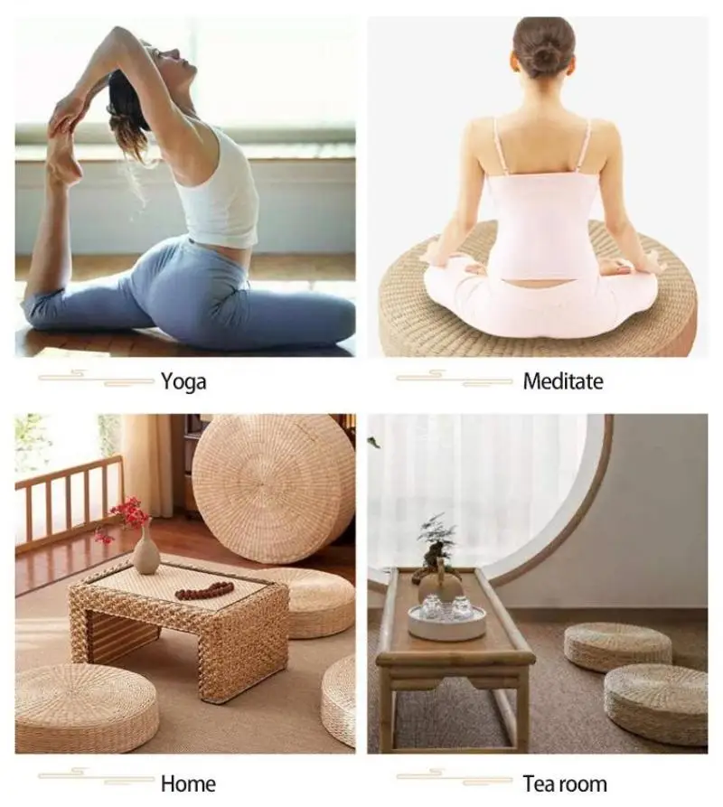 Acquista Cuscino rotondo fatto a mano in paglia intrecciata, cuscino per  tappetino per sedia Zen, per yoga
