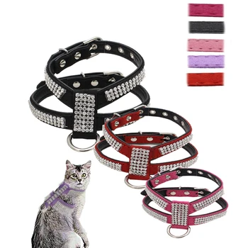 

20PCS / LOT Sparkling Rhinestone Pet Chest Strap Dog Leash Explosion-Proof Dog Strap Small To Large Dog Leash Chain