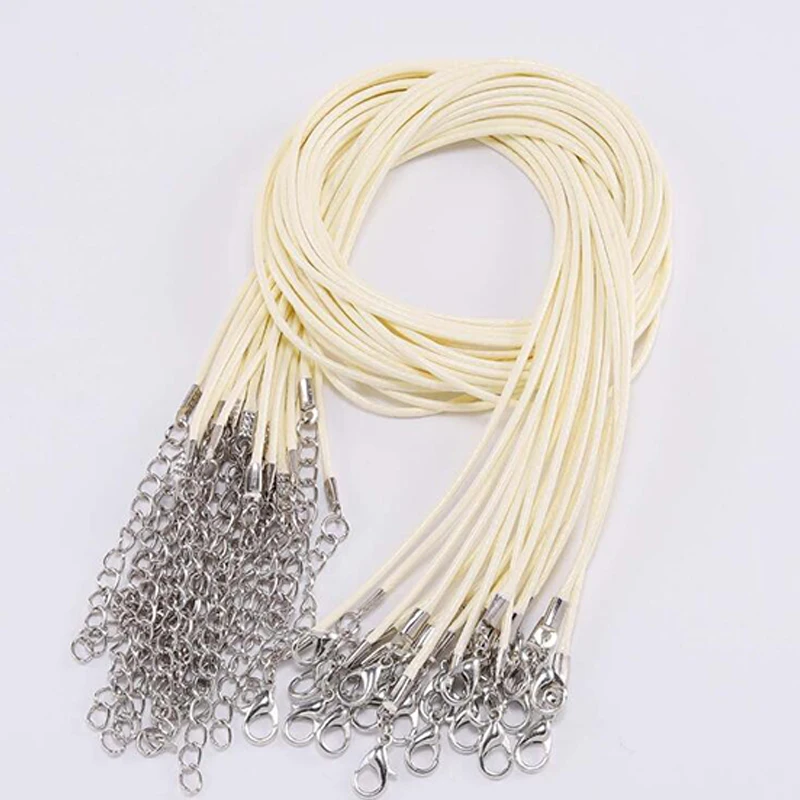 14-10pcs 10/50 шт./лот черная кожаная на вощеном шнуре из шнур Цепочки и ожерелья цепи DIY строка ремень Каната Омара застежка кожаная Ювелирная цепочка - Цвет: 14-10pcs