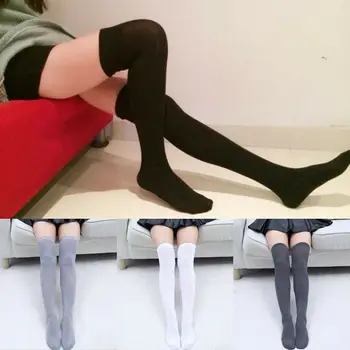 

2020 Newest Arrival Women Knit Cotton Over The Knee Long Socks Striped Thigh High Stocking Socks New