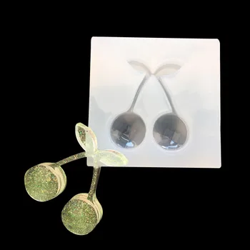 

Specular Silicone Resin Mold For Make Jewelry Cherry Shape Pendant Uv Epoxy Resin Mold DIY Festival Gift Crafts Making Tools