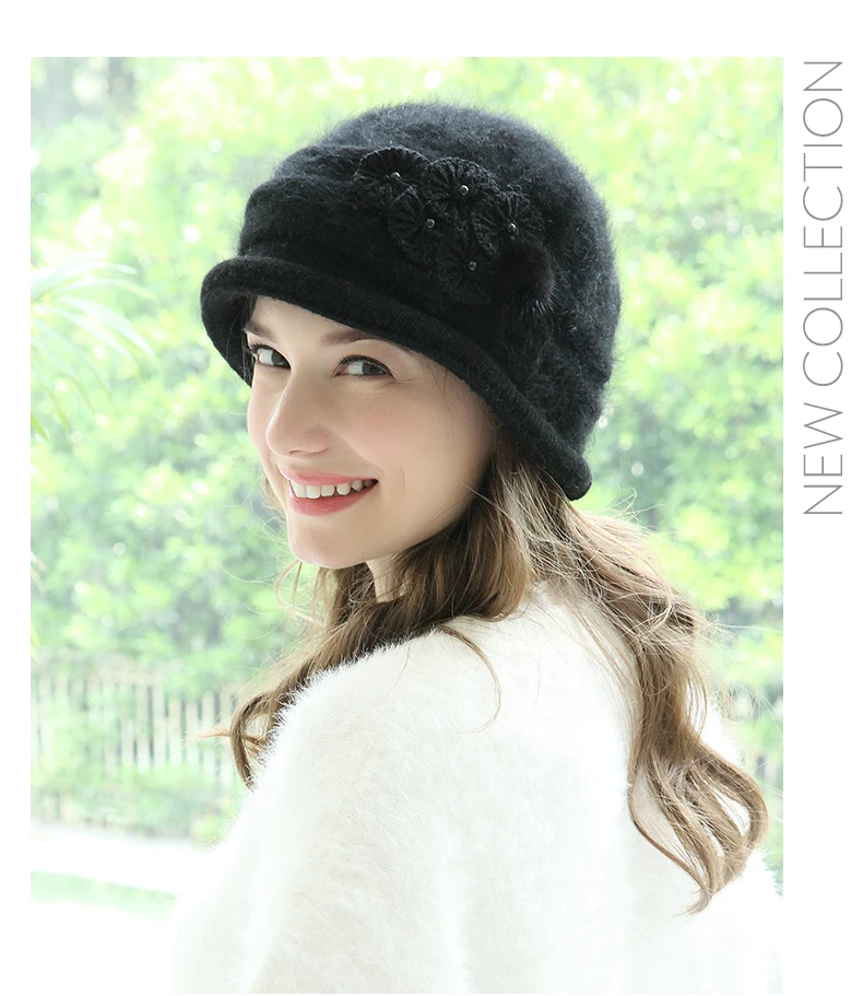 Charles Perra, зимние женские шапки, новинка, Корейская версия, кроличья шерсть, вязаные шапки, двойной слой, утолщенная, теплая женская шапка 0A24