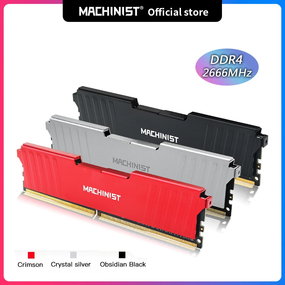 MACHINIST-Mémoire de serveur d'ordinateur de bureau, modèle DDR4, capacité 8 Go 16 Go, fréquence d'horloge 2133/2400/2666/3200mhz, ram, dimm, avec dissipateur de chaleur, pour toutes les cartes mères