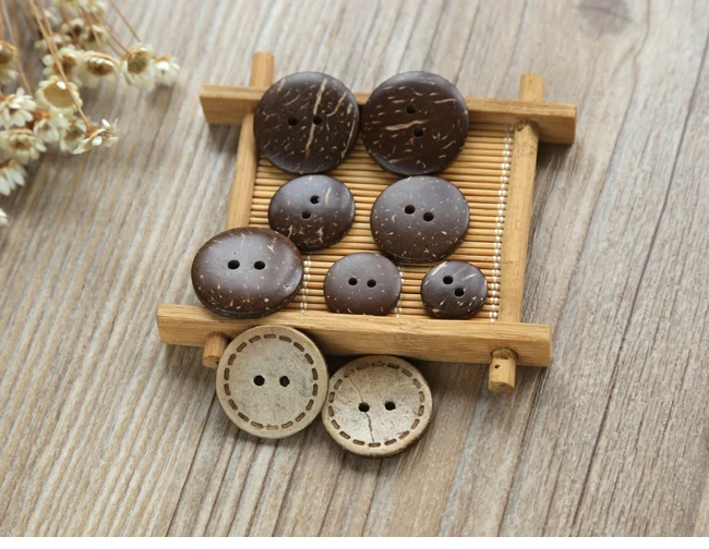 2 Hole Coconut Wood Buttons, 25mm Buttons, Sewing, Crafts, Round