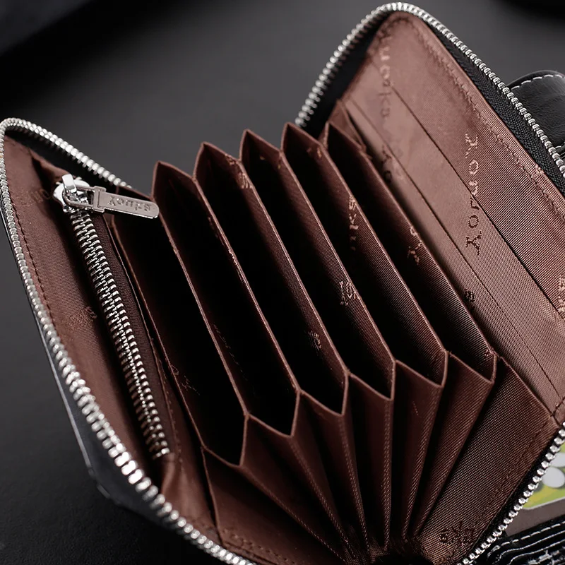 

Full-grain Leather Men Driving License Wallet Short Cowhide Multi-functional Large Capacity Organ Wallet Women's Genuine Leather