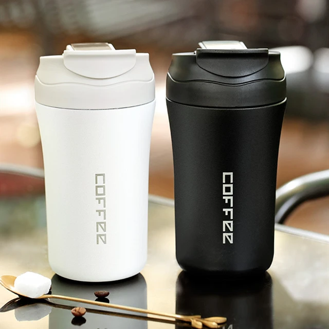 400ml Double Stainless Steel Coffee Thermos Mug With Straw Multifunctional  Car Vacuum Flask Portable Travel Insulated