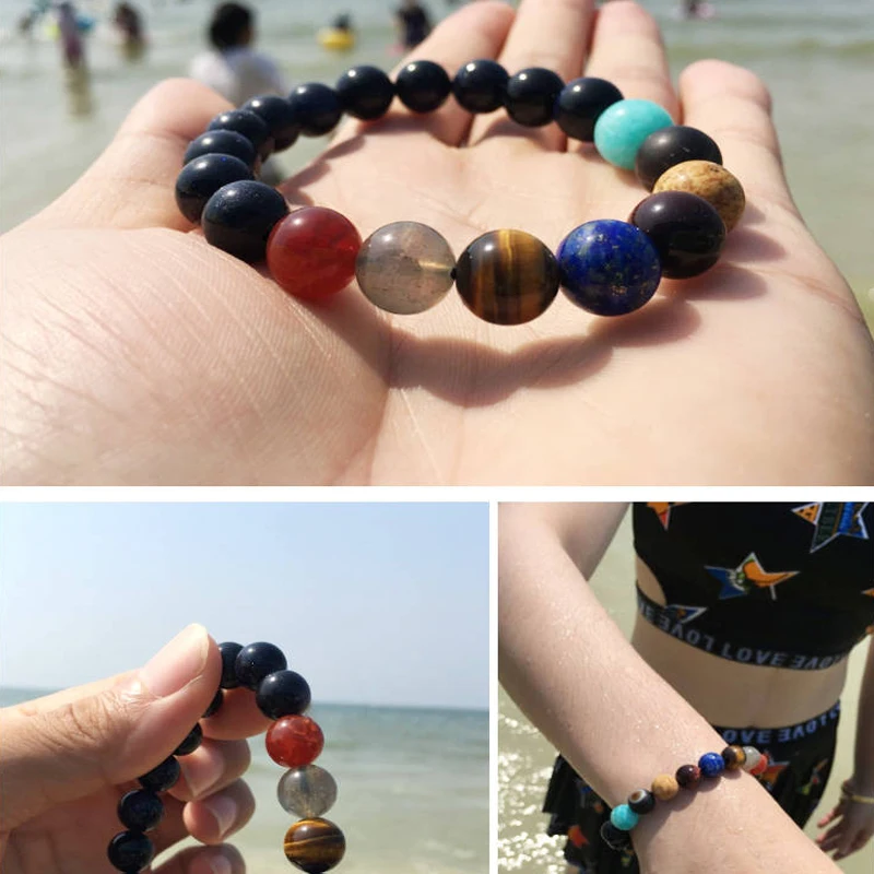 

2020 Universe Solar System Bracelet Women Natural Stone Eight Planets Bracelet Men Best Friends Gift For Him Gift For Her