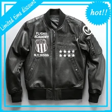 Мужская куртка из натуральной кожи с заклепками, винтажная Классическая куртка из овчины Flight MA1, брендовая мужская байкерская куртка в американском стиле