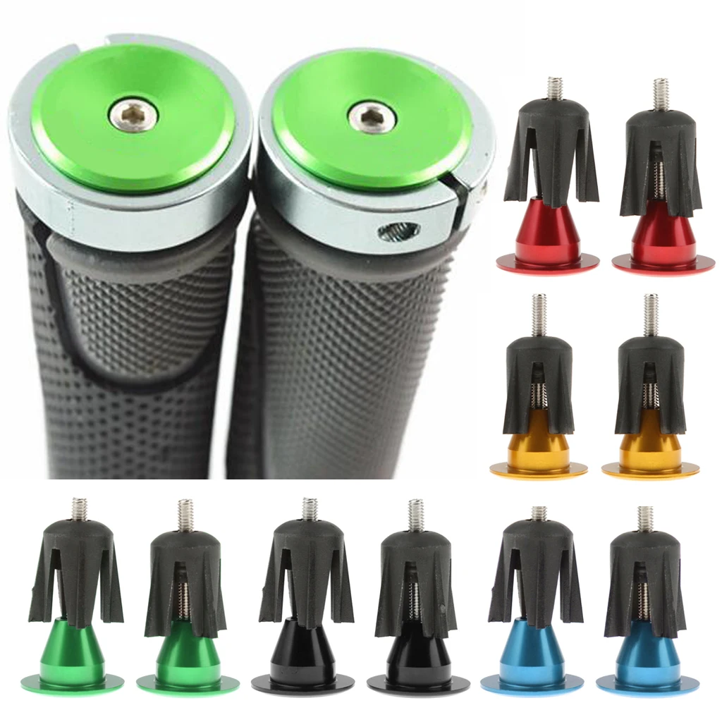 Colorful Aluminum Bike Bicycle Cycling Handlebar Grips Handle Bar Cap End Plugs - One Pair - Black/Red/Gold/Blue/Green