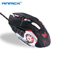 Anmck Silent Click USB Wired Gaming Mouse 6 Buttons 4800DPI Mute Optical Computer Mouse Gamer Mice for PC Laptop Notebook Game