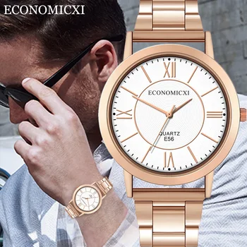 

Men Quartz Wristwatch Stainless Steel Belt Round Dial Casual Business Watch Gift LL@17