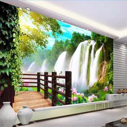 Обои на заказ, HD paisagem cacoeiras paisagem sala tv pano de fundo papel de parede, 3d фотообои с пейзажем