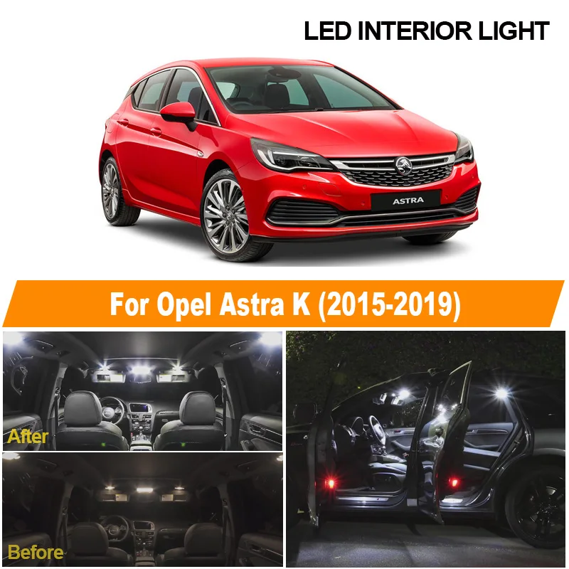 13 шт. Купольные СВЕТОДИОДНЫЕ Лампы Canbus для чтения автомобилей 2015-2019 Opel Astra K OPC GTC |