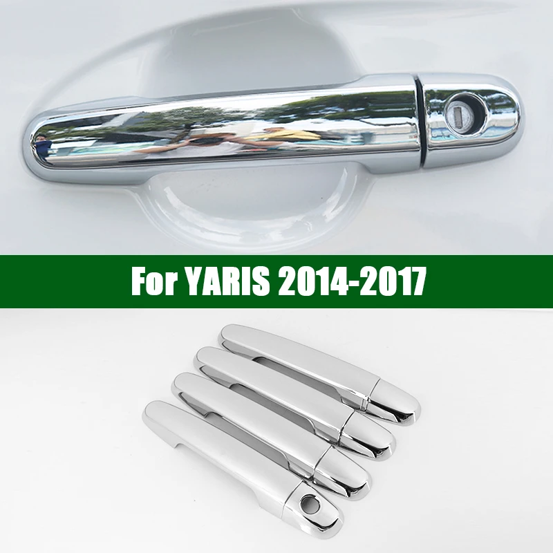 Для 2014-2017 TOYOTA YARIS хромированная Серебряная Автомобильная дверная ручка Накладка
