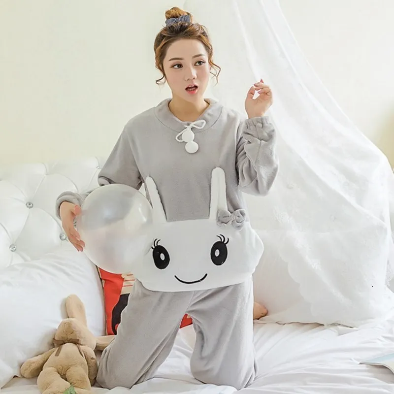 Новая зимняя теплая Милая пижама из кораллового флиса для сна домашний ...
