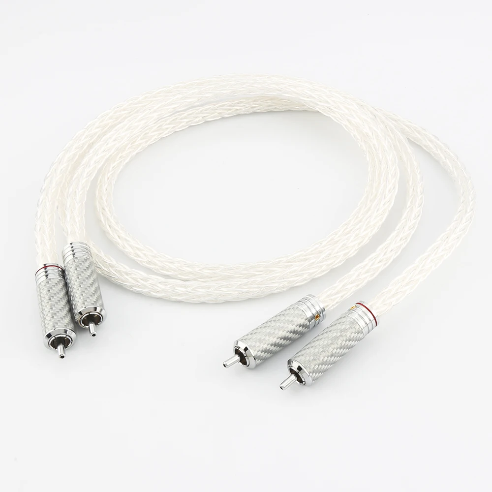 Audiocrast Hi-End 8Ag Cavo Audio Occ 16 Fili Placcato Argento Con Spina Rca In Fibra Di Carbonio Cavo Phono Analogico Hifi