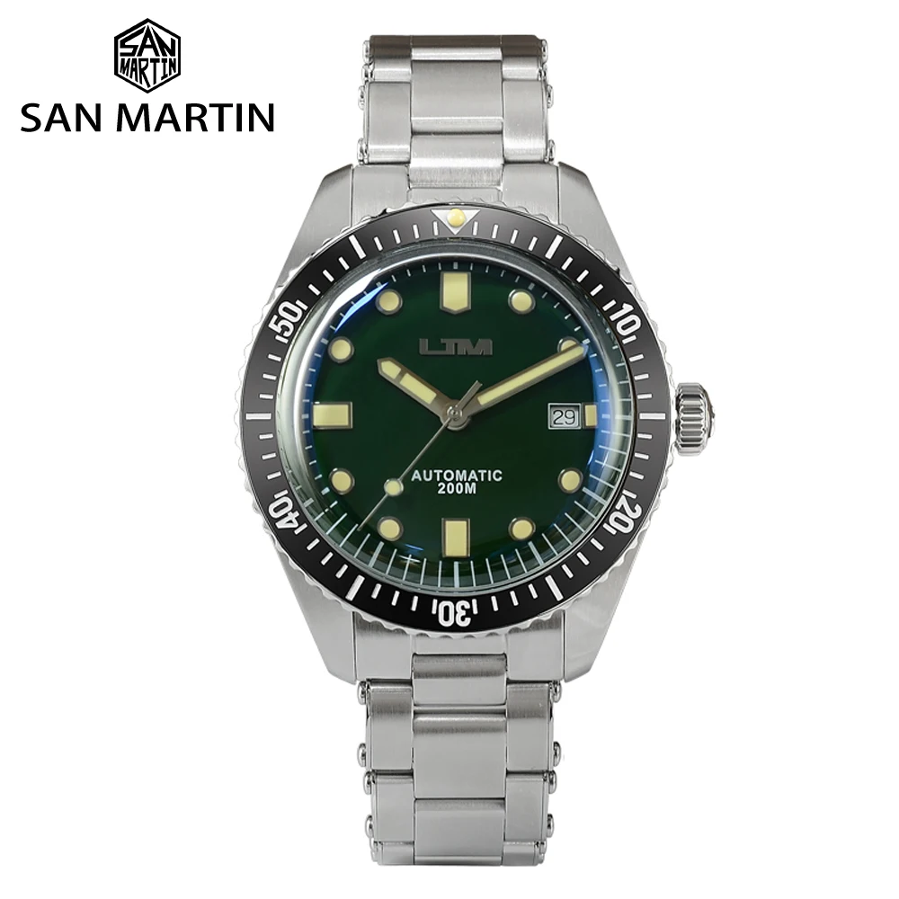 Мужские автоматические механические часы San Martin Diver из нержавеющей стали с