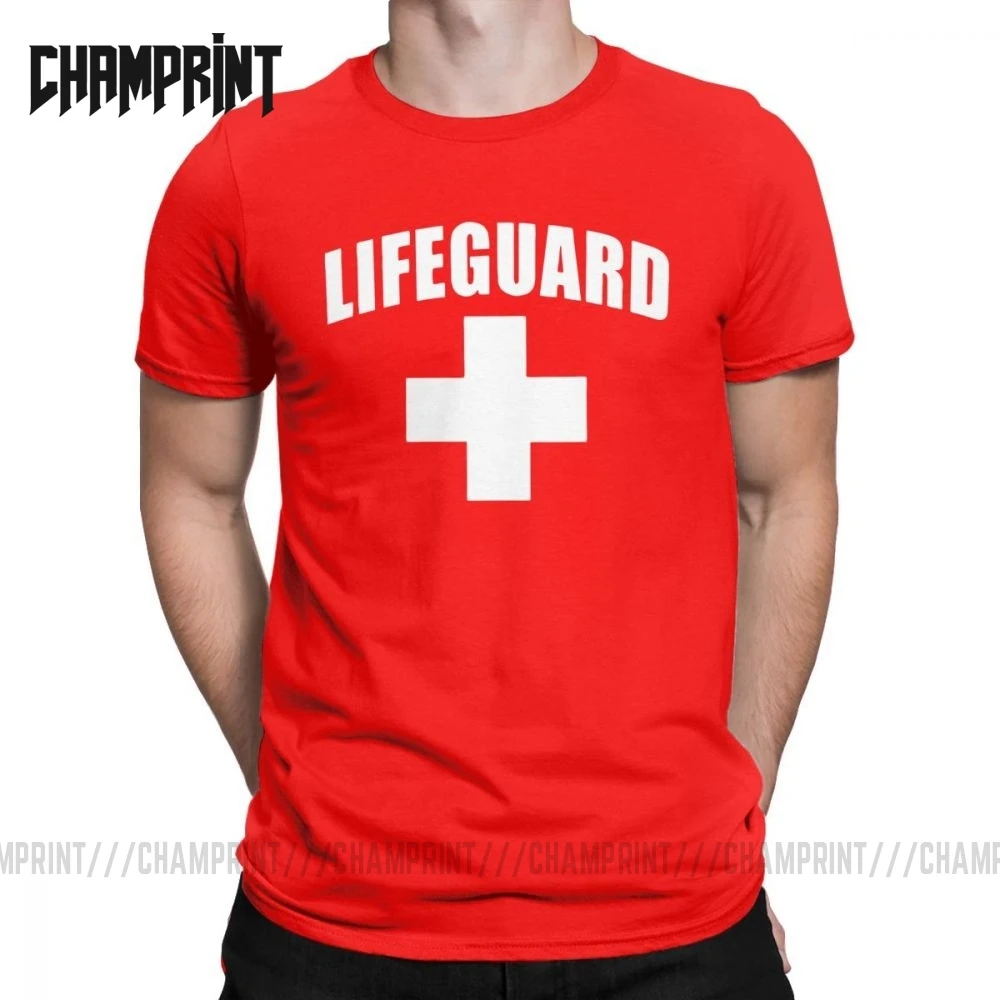 

Funny Lifeguard T-Shirts Men Round Collar Cotton T Shirt Red Lifeguarding Unisex Uniform Tees Gift Tops Plus Size 4XL 5XL 6XL