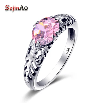 

Fine Valentine's Day Gift Authentic 100% 925 Sterling Silver Ring Oval Pink Crystal Love Ring Original Wedding Fine Jewelry